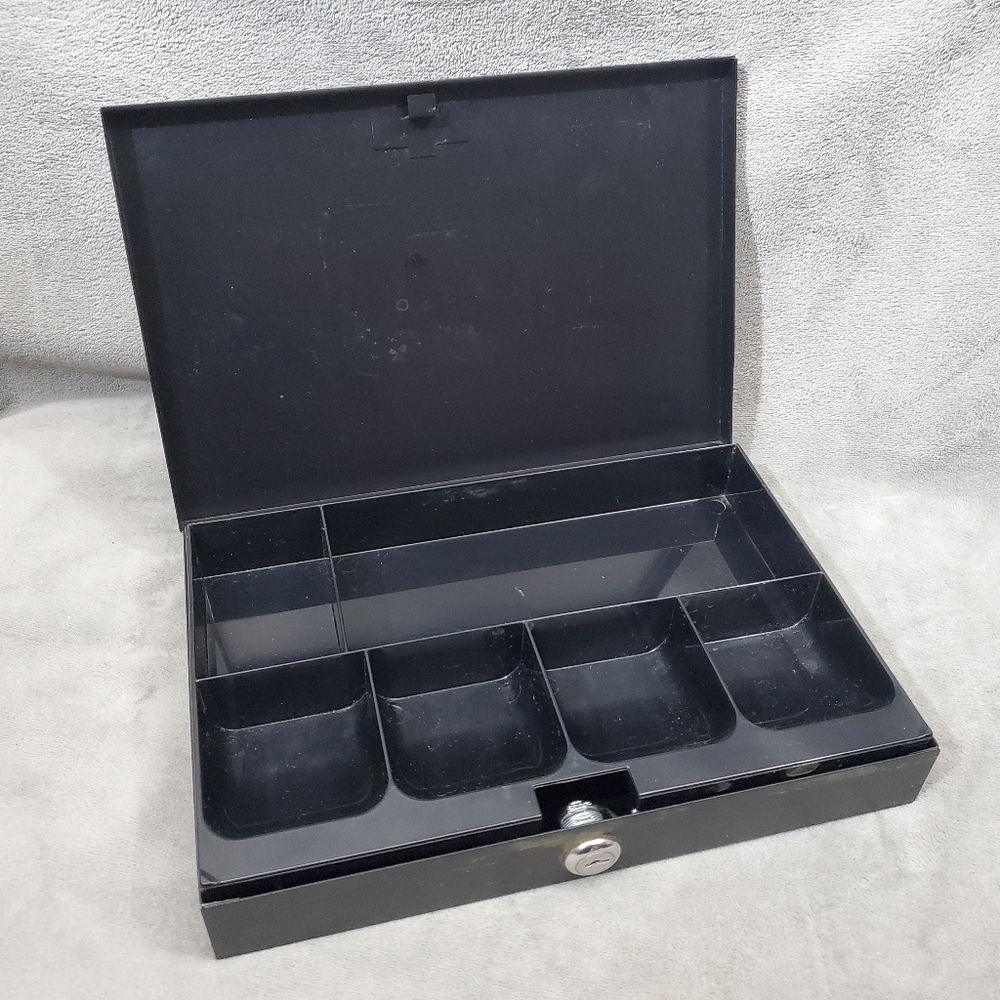 Brinks Home Security Black Metal Locking Cash Box with Removable Tray